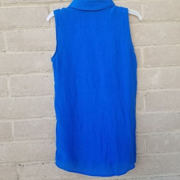 FEVER SLEEVELESS BLUE PLEATED TOP. SIZE S - Picture 9 of 12